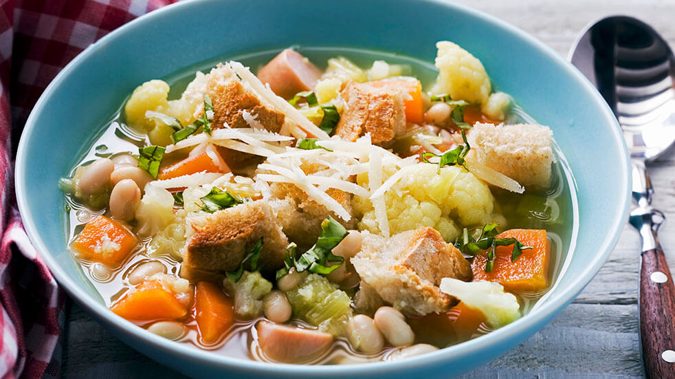 Soup Ideas - GettyImages- Bean soup croutons